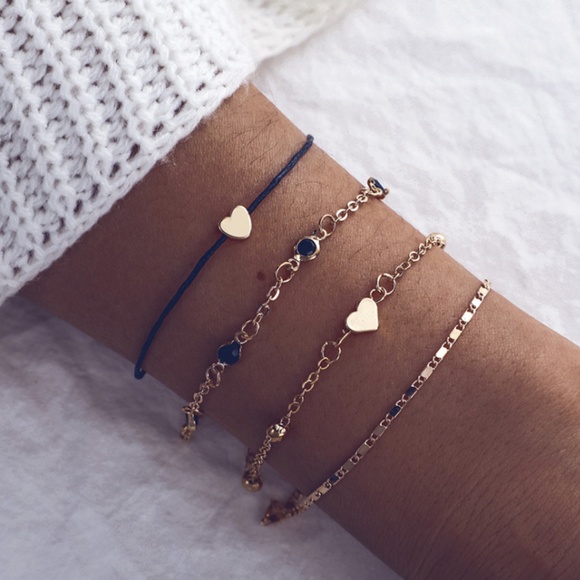 Myth X Dream Jewelry - 💕Unique Design//Hearts Gold  Bracelets Anklet Set